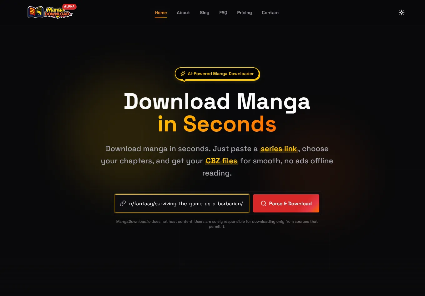 Paste the URL - Copy the URL of your favorite manga, manhwa, or webtoon series and paste it into the input field on MangaDownload.io. Our system will instantly recognize the source.